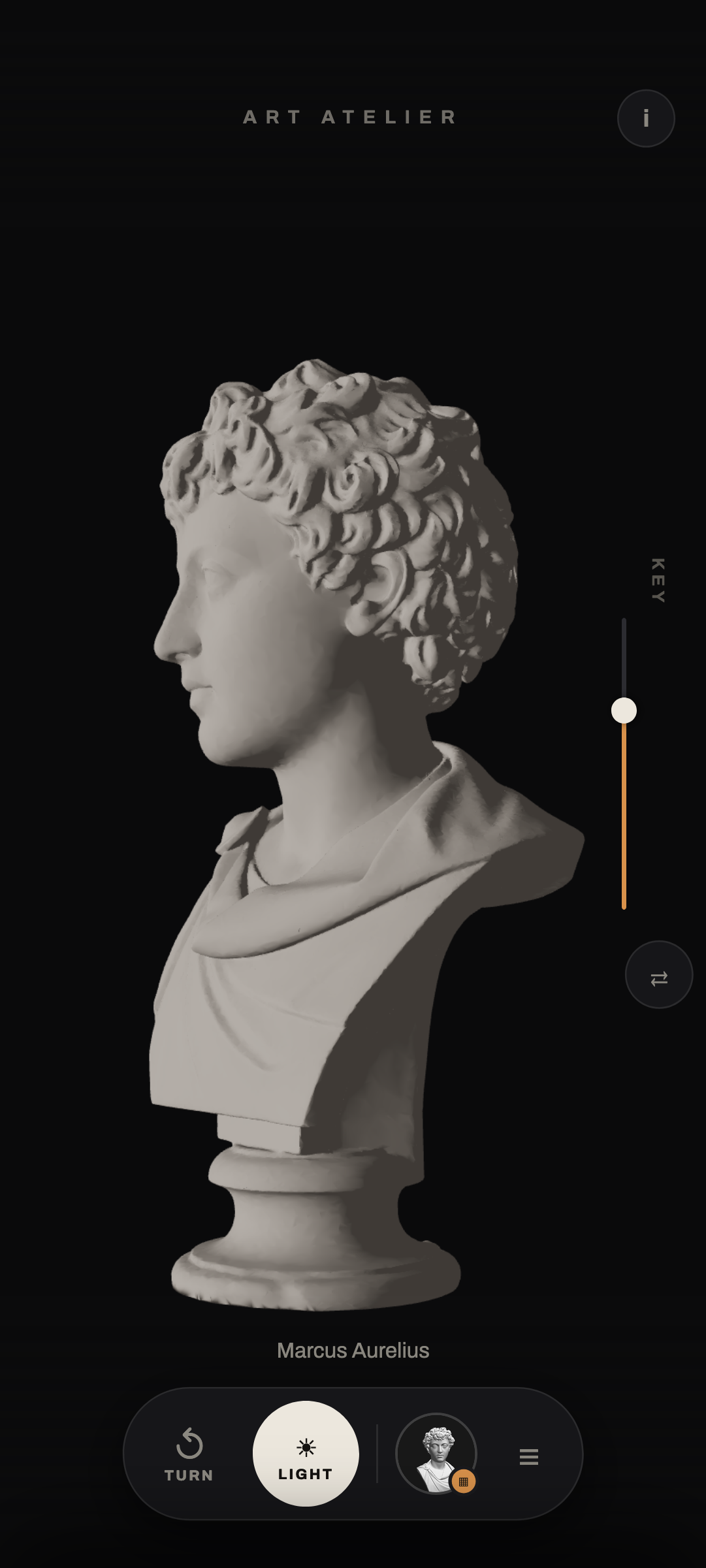 Marcus Aurelius bust in the app